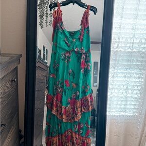 City Chic Teal and Red Floral Maxi Dress